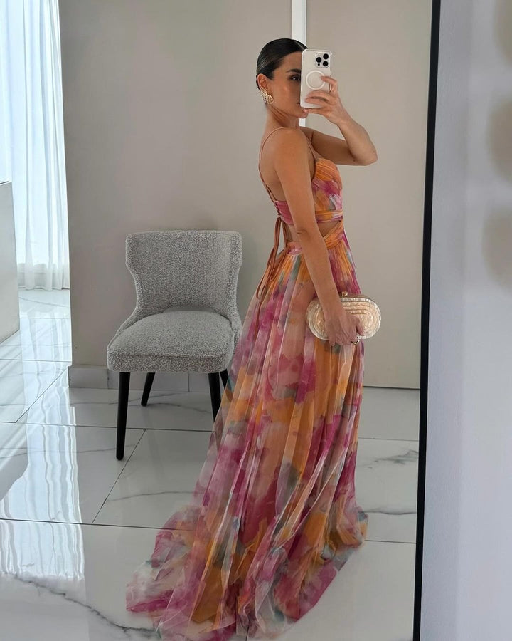Elegant Floral Formal Dress for Women with Soft Drape Formal Style