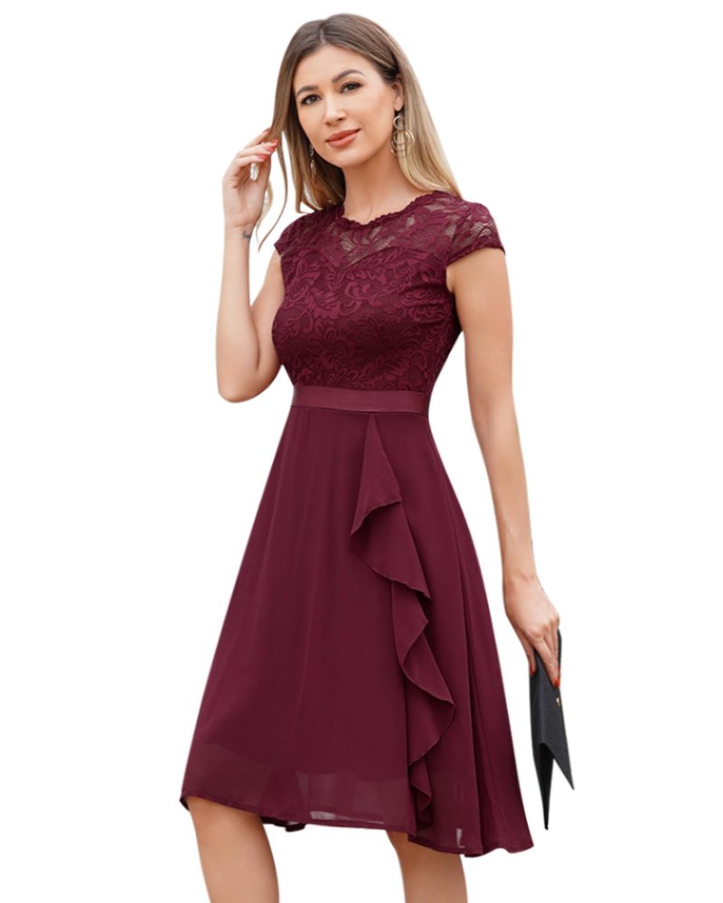 Elegant Lace Cocktail Dress for Women with Zip Front Cocktail Style