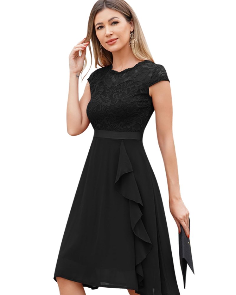 Elegant Lace Cocktail Dress for Women with Zip Front Cocktail Style