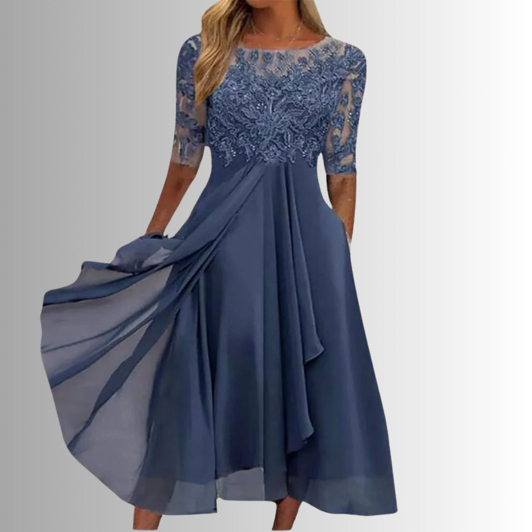 Elegant Lace Fall Wedding Guest Dress for Women with Classic Cut Wedding Guest Style