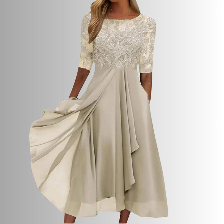 Elegant Lace Fall Wedding Guest Dress for Women with Classic Cut Wedding Guest Style