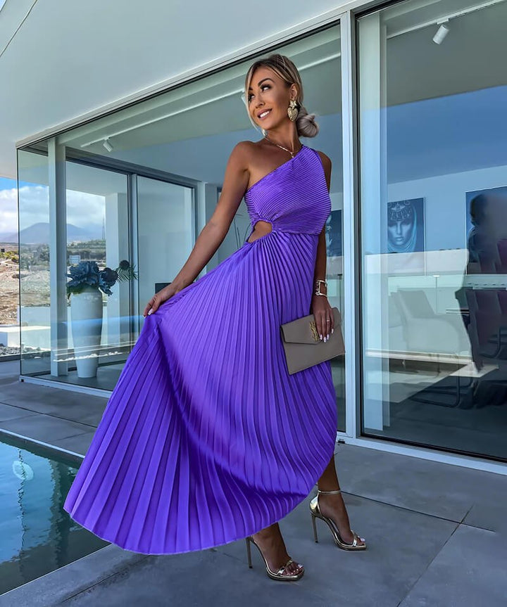 Elegant Purple Fall Wedding Guest Dress for Women with Relaxed Fit Wedding Guest Style