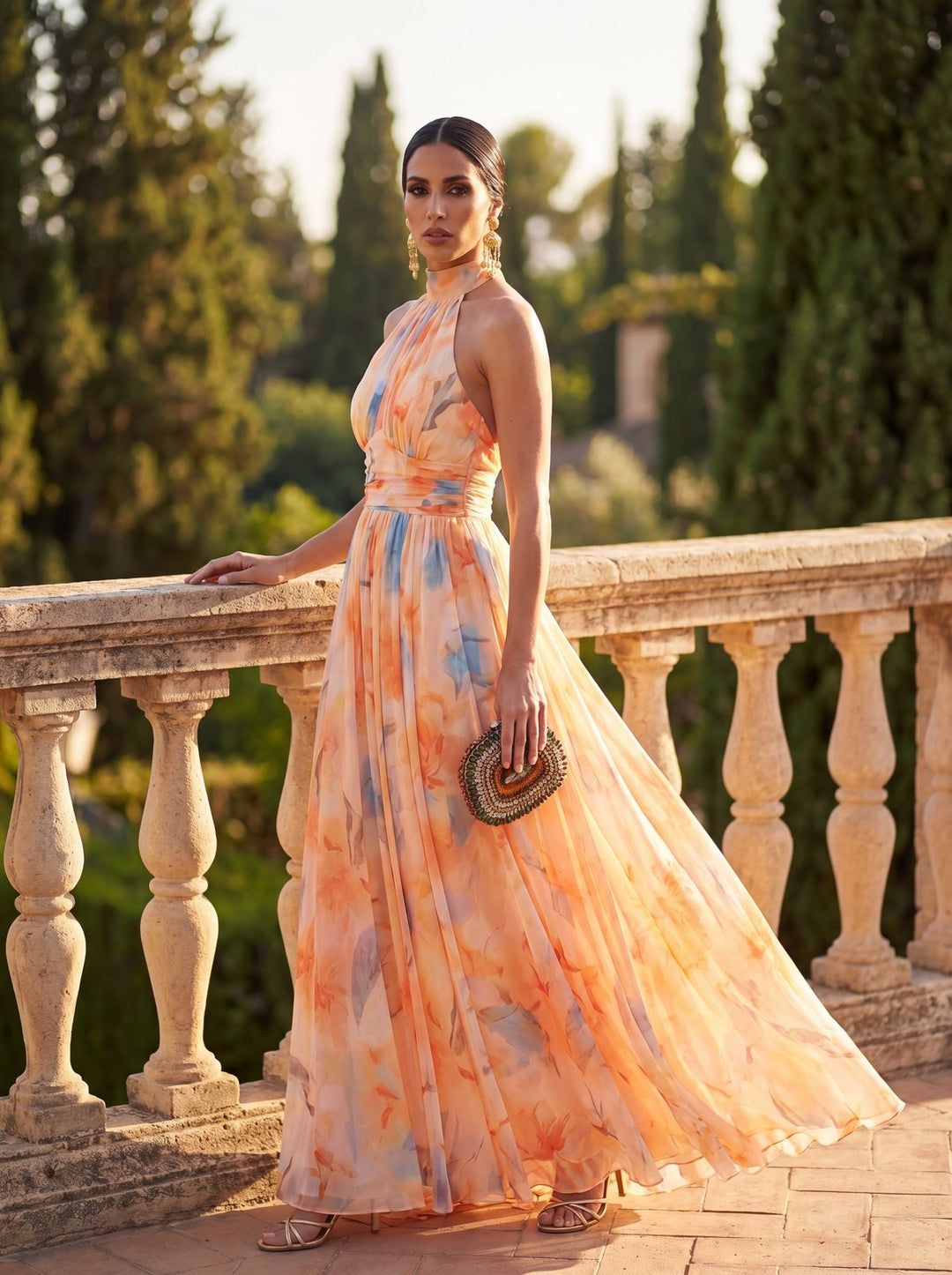 Elegant Satin Fall Wedding Guest Dress for Women with Halter Neck Wedding Guest Style