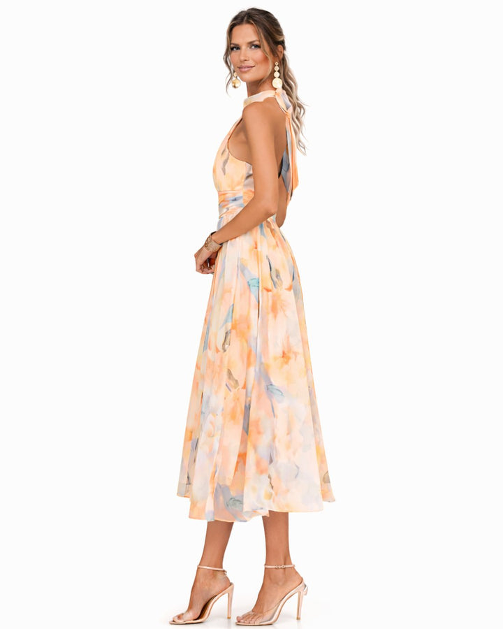 Elegant Satin Fall Wedding Guest Dress for Women with Halter Neck Wedding Guest Style