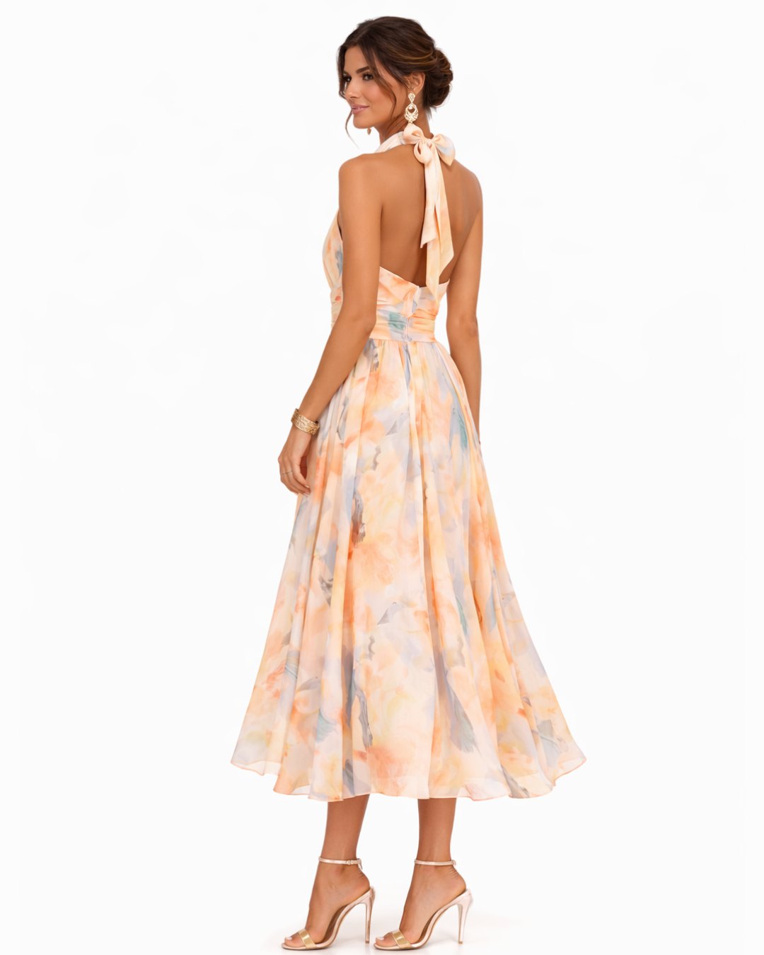 Elegant Satin Fall Wedding Guest Dress for Women with Halter Neck Wedding Guest Style