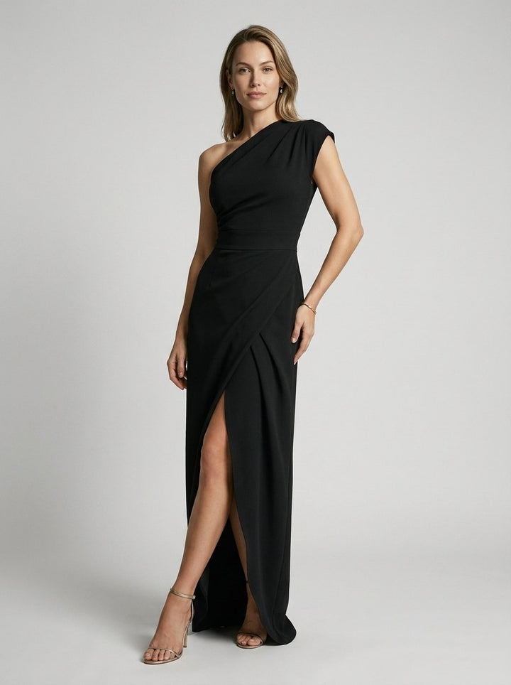Elegant Satin Formal Dress for Women with Slim Fit Side Slit Formal Style