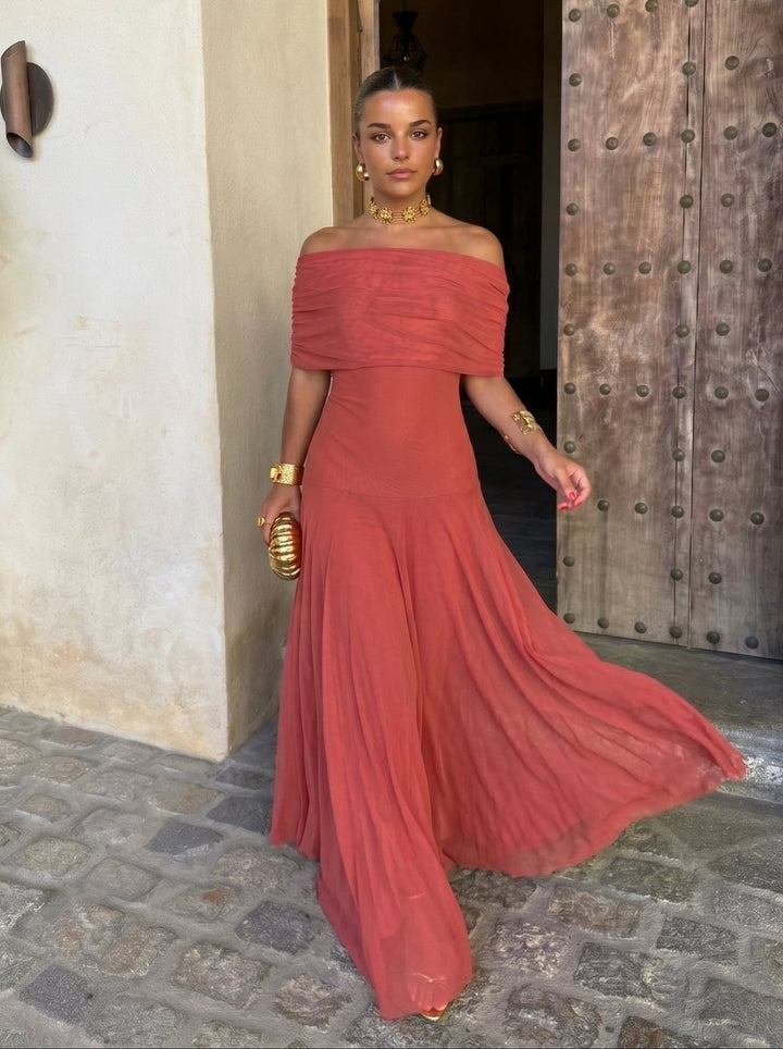 Elegant Tulle Fall Wedding Guest Dress for Women with Belted Waist Wedding Guest Style