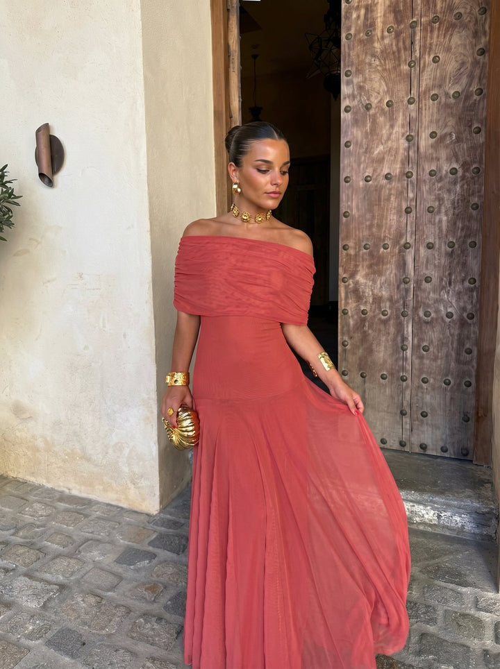 Elegant Tulle Fall Wedding Guest Dress for Women with Belted Waist Wedding Guest Style