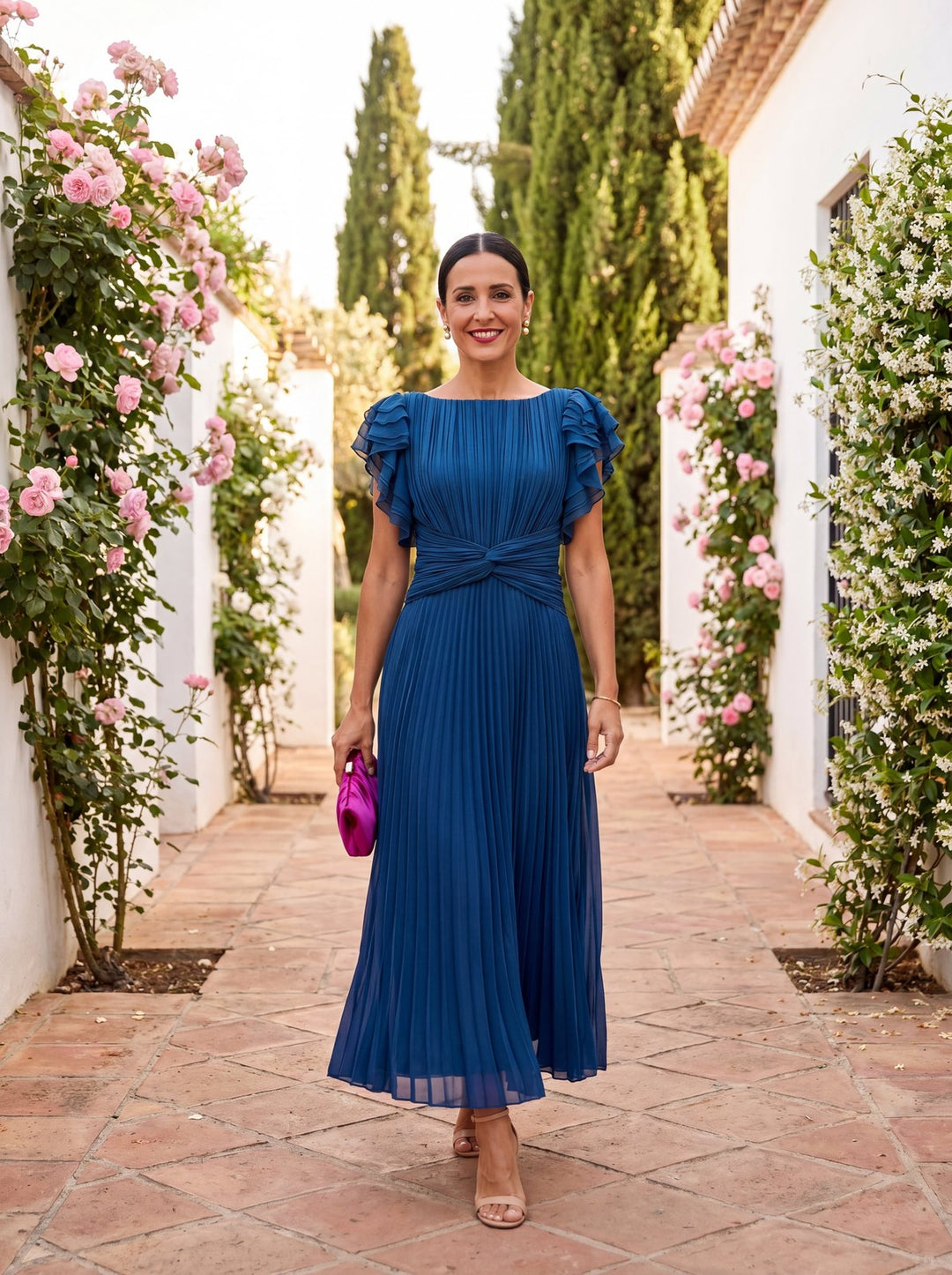 Elegant Tulle Fall Wedding Guest Dress for Women with Pleated Wedding Guest Style