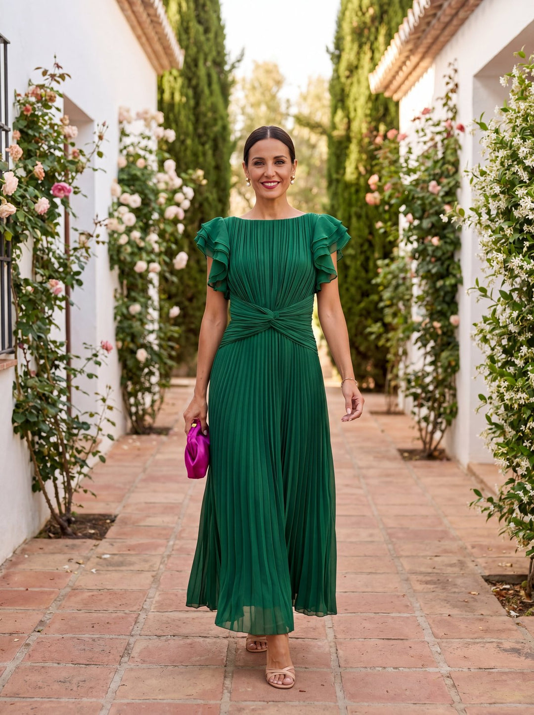 Elegant Tulle Fall Wedding Guest Dress for Women with Pleated Wedding Guest Style