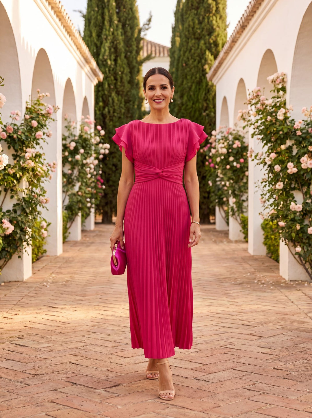 Elegant Tulle Fall Wedding Guest Dress for Women with Pleated Wedding Guest Style