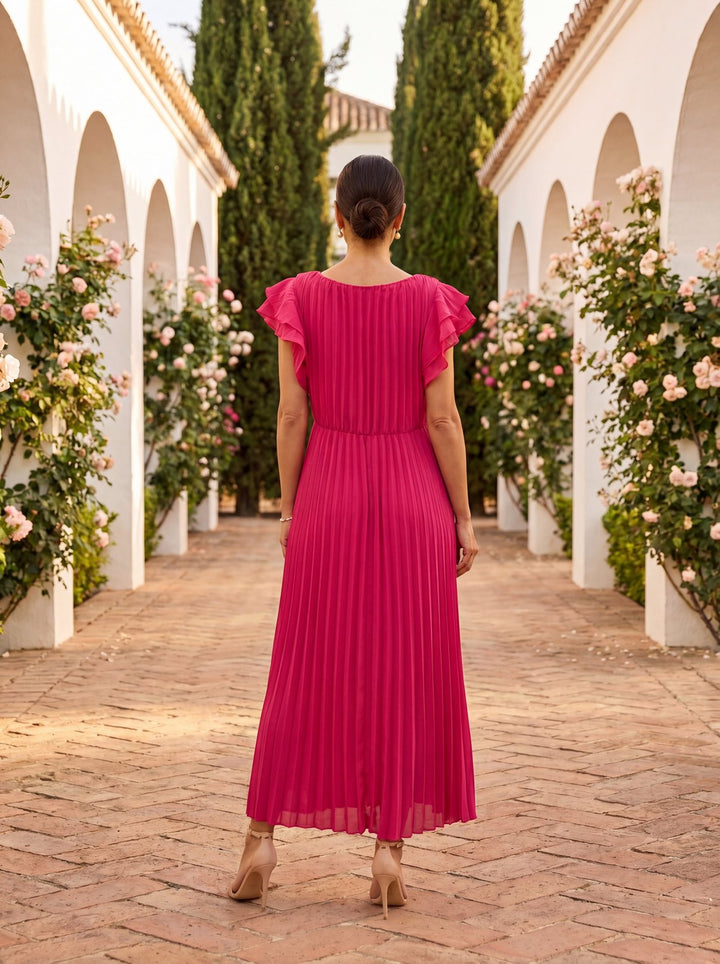Elegant Tulle Fall Wedding Guest Dress for Women with Pleated Wedding Guest Style