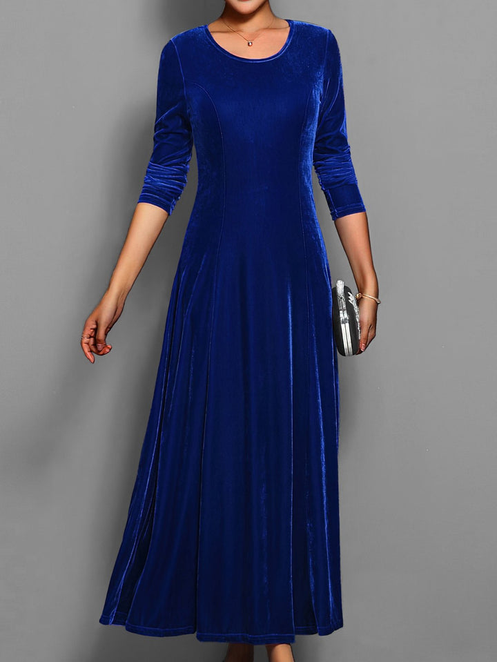 Elegant Velvet Mother of the Bride Dress for Women with Crew Neck Long Sleeve A Line Occasion Style