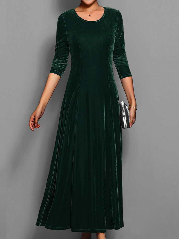 Elegant Velvet Mother of the Bride Dress for Women with Crew Neck Long Sleeve A Line Occasion Style